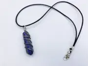 Lapis Lazuli Necklace, Spiral Wrapped Crystal Necklace To Bring Balance,
