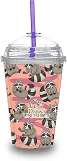 Rico Industries Wildlife Ducks Unlimited Frolicking Deer 12oz Acrylic Tumbler, Officially Licensed Youth Double Wall Tumbler with Swirly Straw