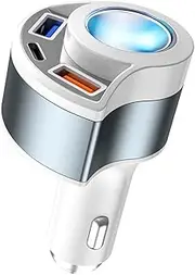 [4IN1&QC3.0] Cigarette Lighter Splitter Adapter, Car USB Charger Adapter Multi Port [with QC3.0/Type-C/3.1A],12V/24V Car Adapter Compatible with iPhone 16/15/14/13/12/11/XS/X,iPad,Samsung,Dash Cam etc