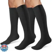 Zipper Compression Socks for Women and Men 2 Pairs,15-20mmhg Closed Toe Compr