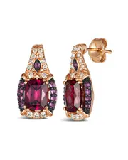 Le Vian Semi Precious Center 14K Rose Gold 3.92 ct. tw. Diamond & Rhodolite Earrings