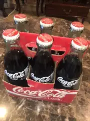 1998 VTG Sealed Coca Cola 6- Bottles pack . A graphic Of Green Car ,classic Seri