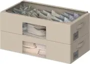 Under Bed Storage Bins Frame Box Oxford Fabric 23.6x15.7x6.3, Beige