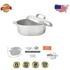 Durable 18'' Cajun Oval Roaster with Steamer Inserts - Effortless Hand Washing