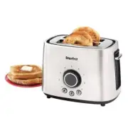 Starfrit 2-Slice Silver Wide Slot Toaster with Cord Storage Stainless Steel