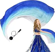Belly Dance Veil Silk,Colorful Silk Poi Flags with Poi Ball - Gradual Colors Silk Poi Flags with Poi Ball, Belly Dance Silk Scarf Veils, Elegant Silk Veil Scarf for Arts Helves
