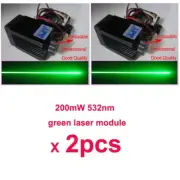 2pcs Focusable 12V 200mW 532nm green laser module continuous/long life/TTL/DIY