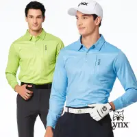 在飛比找momo購物網優惠-【Lynx Golf】男款合身版吸溼排汗雙面組織材質配布剪裁