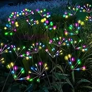 Solar Garden Lights,Swaying Twinkling Firework Lights with,4-pcak,Total 240LEDs,Outside Christmas Decorations Gifts,Waterproof Solar Garden Stake Lights for Yard/Pathway/Lawn Decor (Model B-Colorful)