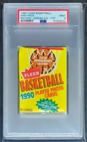 1990 FLEER BASKETBALL WAX PACK MICHAEL JORDAN ALL STAR TOP #5 PSA 9 MINT RARE!