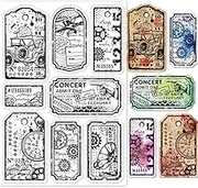 GLOBLELAND Retro Steampunk Label Clear Stamps for DIY Scrapbooking Vintage Label Tags Silicone Clear Stamp Seals Transparent Stamps for Card Making Photo Album Journal Decoration