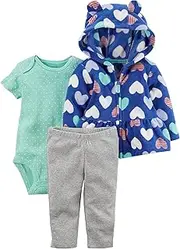 [Carter's] Baby Girls' 3 Piece Heart Print Cardigan Little Jacket Set