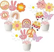 24Pcs Groovy Retro Hippie Boho Party Centerpieces for Tables Toppers Groovy Table Decorations Groovy Party Decorations Groovy One Birthday Decorationsfor for Boho Hippie Groovy Theme 60's Party