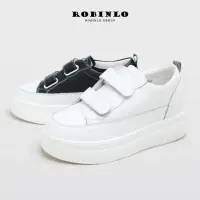 在飛比找momo購物網優惠-【Robinlo】微甜個性厚底真皮小白鞋休閒鞋BRAM(個性