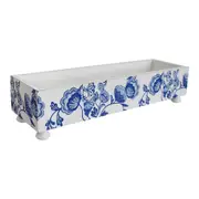 Wood 36cm Tidy Tray Home/Kitchen Decorative Organiser Storage Holder Blue/White