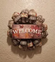 Autumn Leaves Welcome Wreath - Fall - Deco Mesh & Ribbon