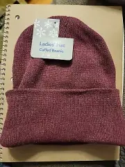 New Ladie’s Mission Ridge Winter Beanie Hat Red Warm Cozy