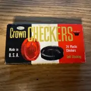 Whitman Crown Checkers 24 Plastic Pieces 1960 USA Made NO. 4413 Replacement
