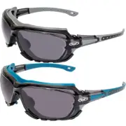 2 Pairs of Global Vision Octane Motorcycle Glasses Grey and Blue Smoke Lenses