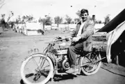 Red Cliffs District Victoria 1925 - A young man on a motorbike at - Old Photo
