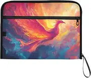 YMXFXP Expandable Filing Folder Phoenix Fly Colors, 13-Pocket Funny Cute Design with Sticky Labels, A4 Letter Size Document Organizer for Office, School, Boys, Girls