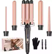 Waver Curling Iron Curling Wand - BESTOPE PRO 5 in 1 Curling Wand Set with 3 Bar