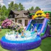 8M Commercial Inflatable Bounce House Dual Water Slides 3.6M Large Pool Purple