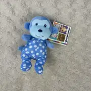 Garanimals Blue White Polka Dots Monkey Plush Stuffed Animal Toy Rattle Small