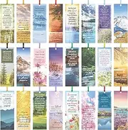 120 Pcs Bible Verse Inspirational Bookmarks Scripture Christian Motivational Bookmarks Encouragement Verse Page Marker with Colorful Ribbons Christmas Gifts for Women Men Church Office Supplies