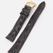 deBeer Watch Band 18mm Genuine Crocodile Brown 2 Piece Strap Gold Buckle 11/16R