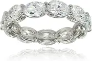 [Hoops & Loops] Sterling Silver Cubic Zirconia 6x4mm Oval-Cut Eternity Band Ring