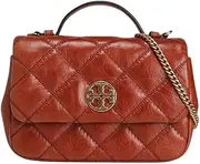 [Tory Burch] Women's Willa Glazed Mini Top Handle Bag With Gold Hardware (Dark Whiskey), Dark Whiskey