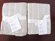 Pottery Barn Belgian Flax Linen Striped Standard Pillow Shams Set/2 Flax Ivory