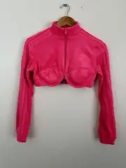 Jeremy Scott Adidas Originals Track Crop Top Jacket Pink H50967 Women Size Small