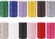 12 Color Set of Polyester All-Purpose Sewing Threads Prewound Bobbin Thread Plas