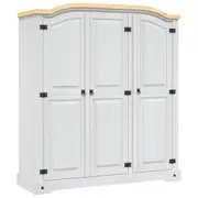vidaXL Wardrobe Mexican Pine Corona Range 3 Doors White