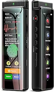 72GB Digital Voice Recorder with Playback, Innioasis R1 Full Touchscreen Voice Recorder with AI Intelligent Transcription and Bluetooth, Voice Activated Sound Audio Recorder Device with Mic (Black)
