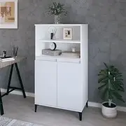 Highboard White 60x36x110 cm Engineered Wood Dining Storage