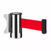 DURASTEEL Crowd Control Wall Barrier Wall Mount 96” Retractable Belt - Red