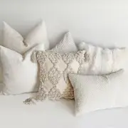 Mix & Match White & Cream Tones Chenille Boucle Tufted Textured Cushion Covers