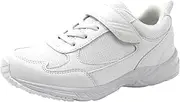 [アールスピード] Earlspeed Kids Boys Girls Boys Girls Sports Sneakers, Lightweight, Elastic Cord, Velcro, Velcro, Waterproof, White