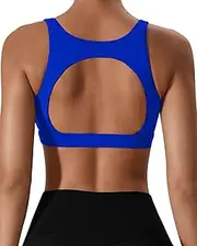 [XUNYU] Sports Bras for Women High Support Padded Workout Tank Tops Built in Bra Push Up Crop Yoga Athletic Top Open Back