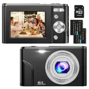 Digital Camera,1080P 48MP Camera with 32GB SD Card,2.4 Inch Digital Camera with 16X Digital Zoom,Compact Mini Camera (Black)