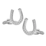 SPARKLING HORSESHOE CUFFLINKS Country Western Wear Rhinestone Cowboy w GIFT BAG