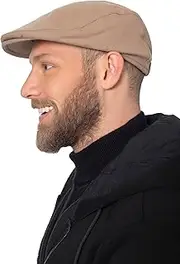 [HATSQUARE] Wool ONE Size Flat Cap, Men Newsboy Cap, Lightweight Flat Cap, Men’S Winter Cap