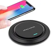 D10 Fast Wireless Charger Slim Charging Pad Dock - Compatible with Samsung, iPhone, Pixel, Android Smart Phone (Black) - Qi Enabled Devices - USB Connectivity - Minimalist Style