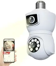 Bulb Security Camera - 360° WiFi Camera,2.4GHz WiFi Camera, 2MP Night Vision & Two-Way Audio Camera, Dual Lens Motion Detection Camera for Home Camera System Amith