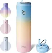 Bottle Bottle Insulated Water Bottle 24oz with Straw Lid and Handle for Sports Travel Gym Stainless Steel Water Bottles Double-Wall Vacuum Metal Bottles Leak Proof BPA-Free (blueyellowpink)