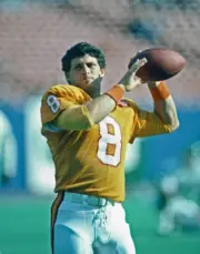 Quarterback Steve Young Tampa Bay Buccaneers passes during pregame- Old Photo 1