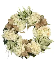 Creative Displays 23in Cream Hydrangea And Heather Wreath With Bows